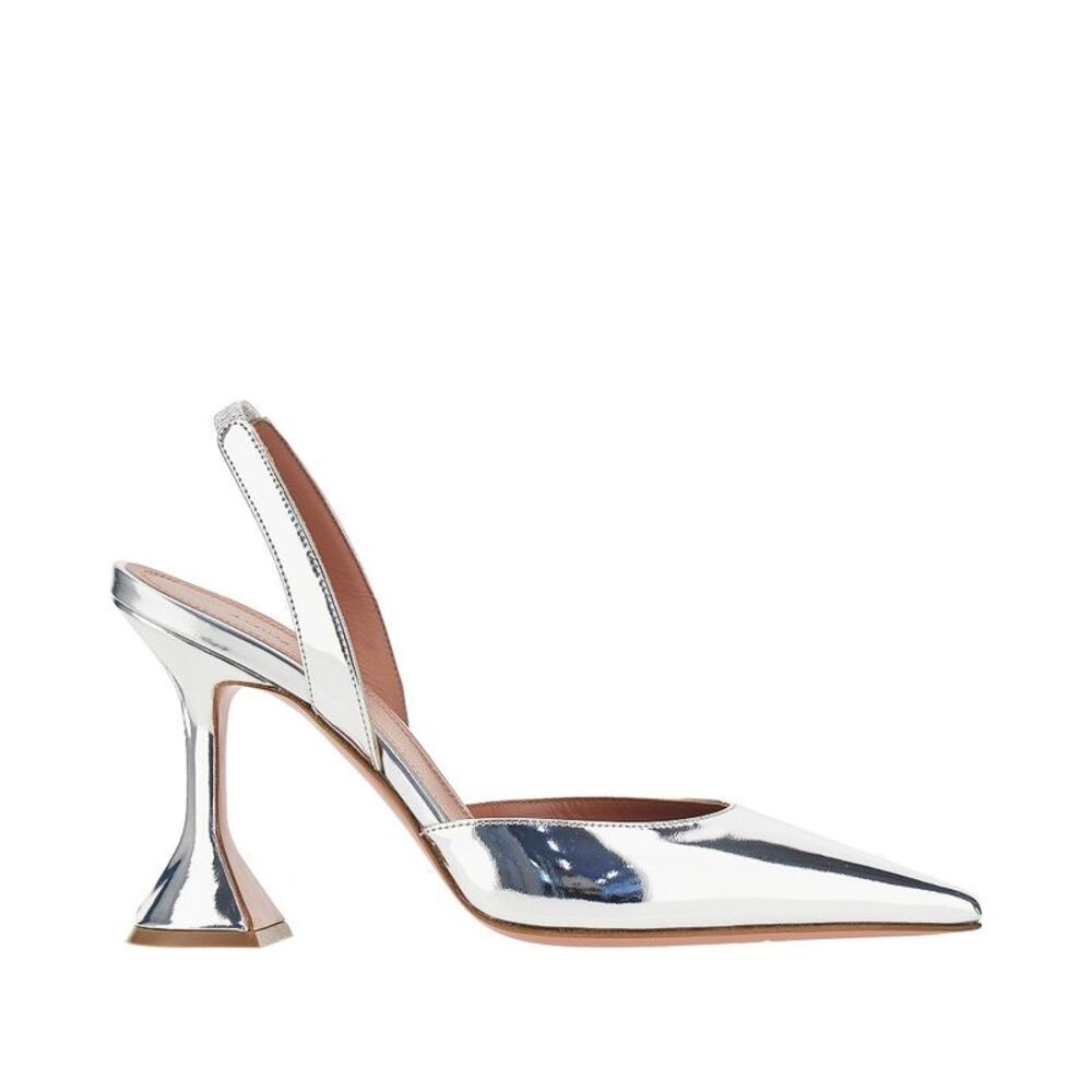 Amina Muaddi Women 'Holli' Metallized Leather Slingback Pumps
